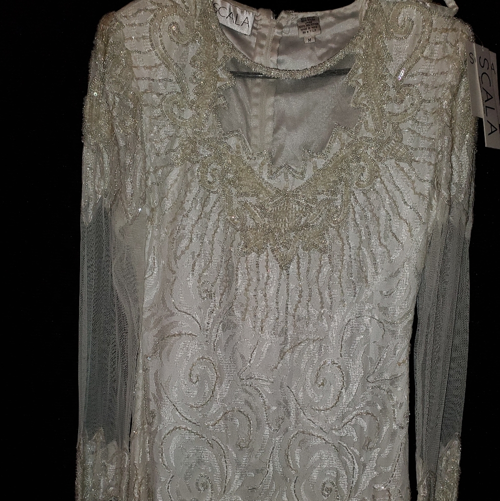 NWT Scala beaded gown